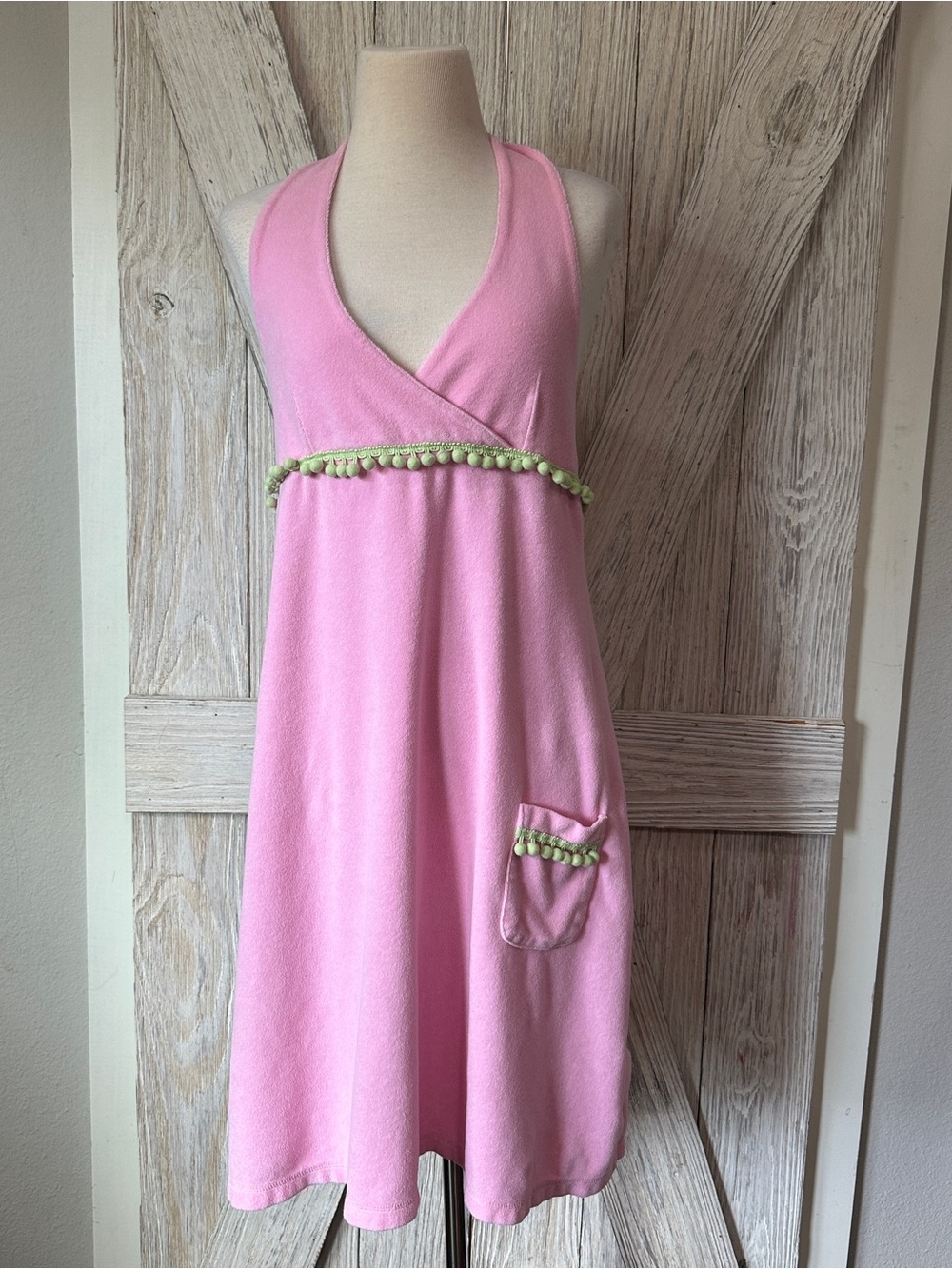 Lilly Pulitzer Y2k Pink Velour Halter Dress